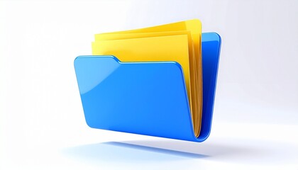 A vibrant blue 3d  folder icon with a red folder inside, symbolizing organized business documents and data