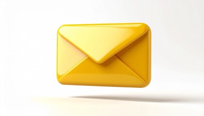 Yellow mail envelope 3d icon symbolizing email correspondence and digital communication