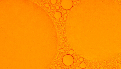 Macro microscope Red bubble texture, Close-up Green bubbles and drops oil background . blue green...