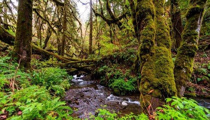 Obraz premium Lush forest stream