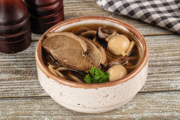 Japanese Ramen soup with duck