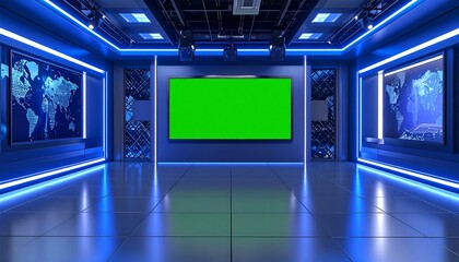 Futuristic news studio interior