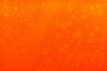Macro microscope Red bubble texture, Close-up Green bubbles and drops oil background . blue green water bubbles, close up Red oil drop for cosmetic