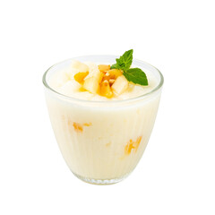 Yogurt beverage with mango and mint