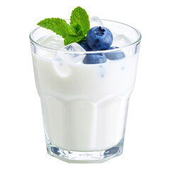 Yogurt drink with fresh blueberries and mint