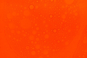 Macro microscope Red bubble texture, Close-up Green bubbles and drops oil background . blue green water bubbles, close up Red oil drop for cosmetic