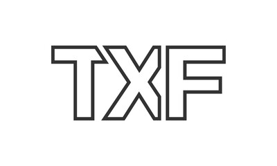 TXF logo design template with strong and modern bold text. Initial based vector logotype featuring simple and minimal typography. Trendy company identity.