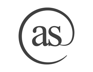 AS logo from two letter with circle shape email sign style. A and S round logotype of business company