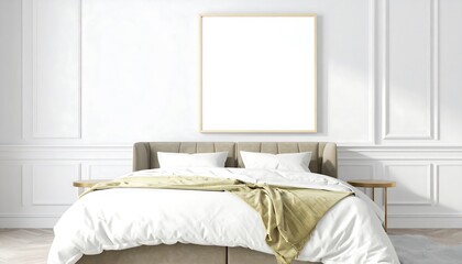 Empty frame on bedroom wall