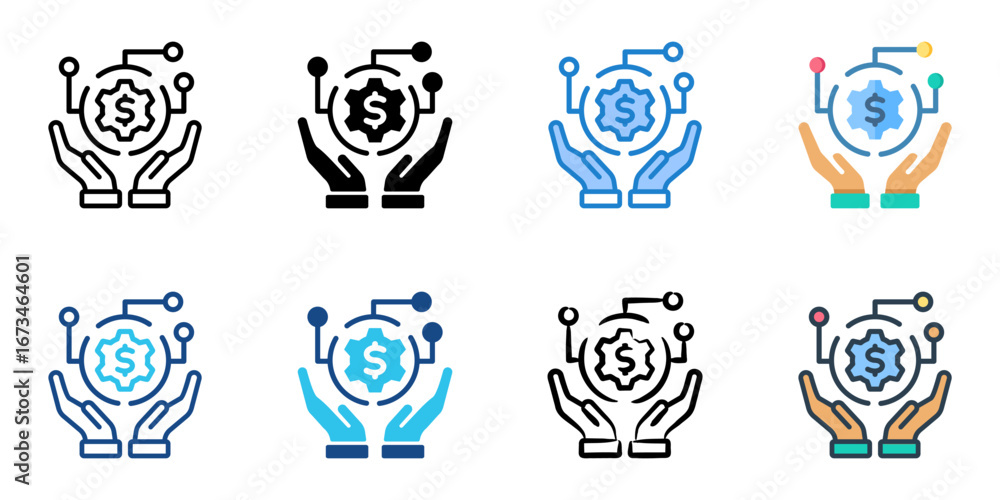 Poster asset management icon set multiple style collection