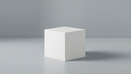 Minimalist White Cube on Grey Surface – Modern Abstract Photography