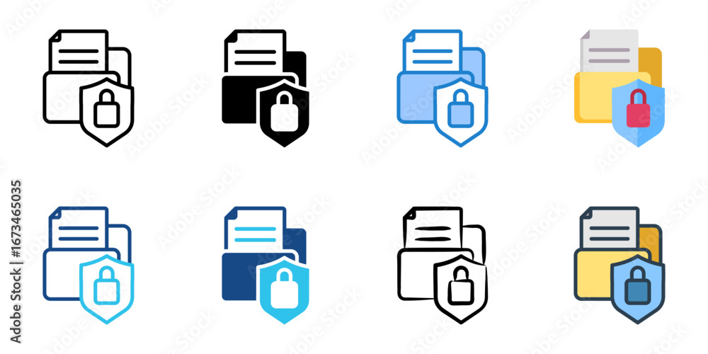 Poster data privacy icon set multiple style collection