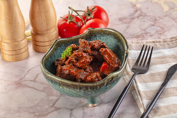 Hungarian goulash with beef meat