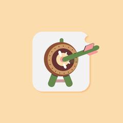Arrow hitting bullseye target flat illustration