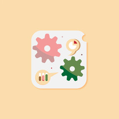 Business analytics gears with data icons illustration