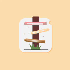 Colorful Wooden Direction Sign  Illustration