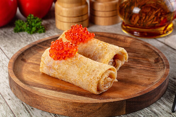 Gourmet Panccakes with red caviar