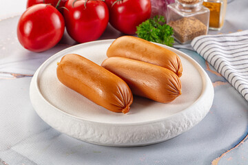 Boiled pork sausages for breakfast