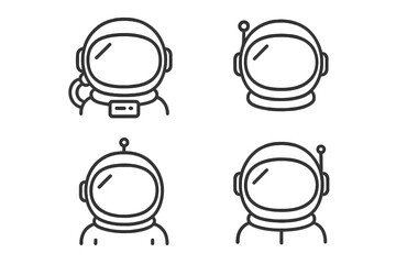 Variety of astronaut helmet designs in vector illustration format