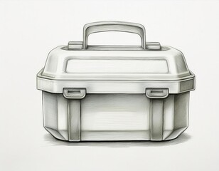 Colorful drawing of a child's lunch box surrounded by vibrant colors on a bright white background