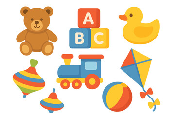 Colorful vector illustration of children?s toys for playful designs