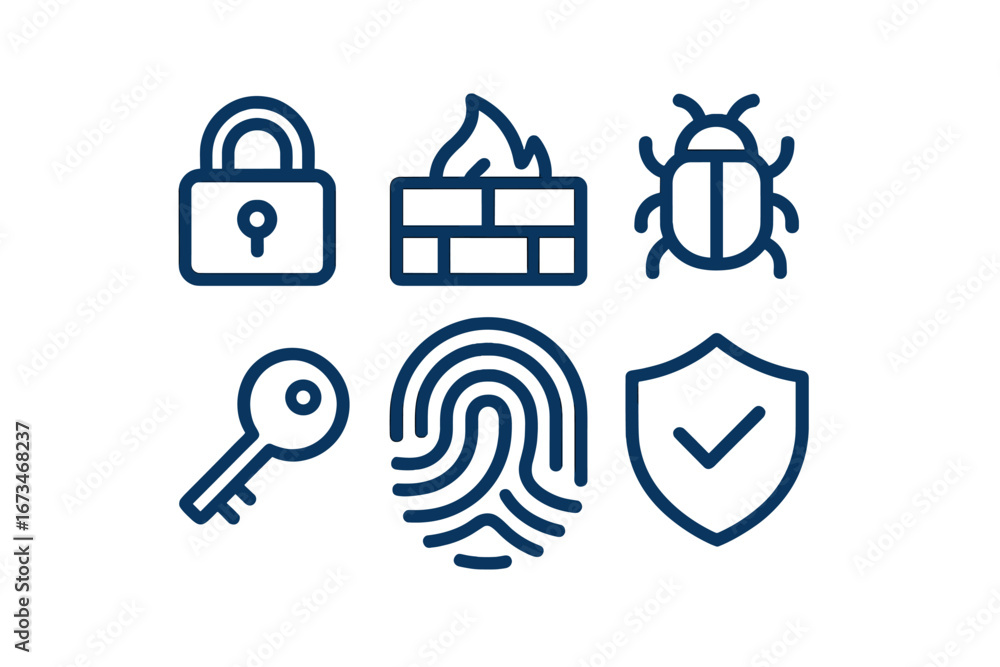 Poster security icons showcasing cybersecurity concepts and tools