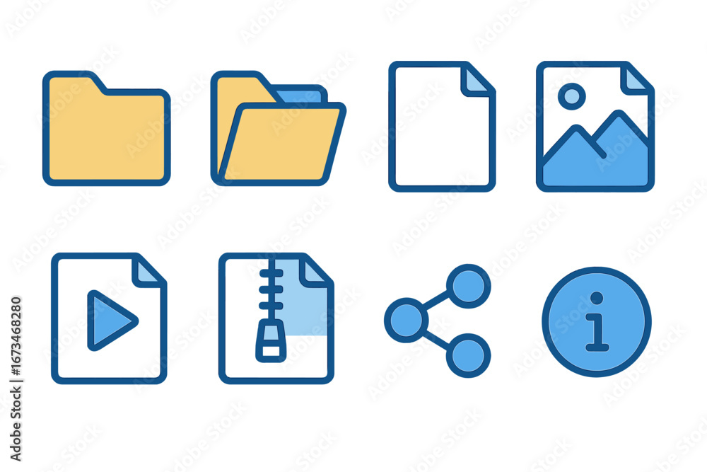 Poster various file icons representing different types of digital content