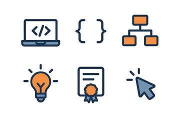 Illustrative elements for digital technology and programming concepts
