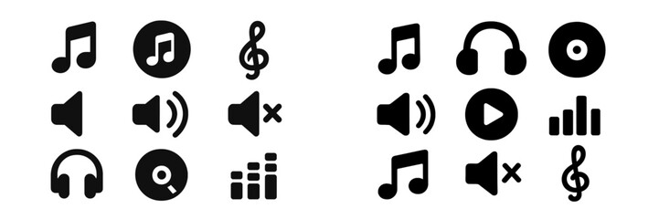 Vector illustration of music icons for audio representation