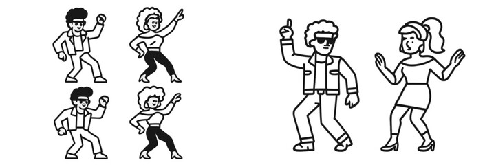 Dance party illustration with diverse characters dancing