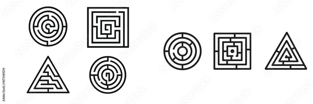 Poster intricate maze patterns in geometric designs for creative projects