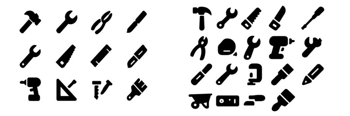 Collection of hand tools in vector illustration format