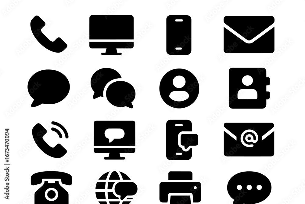 Poster vector icons for modern communication methods