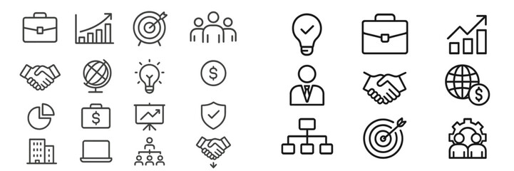 Business icons vector illustration showcasing teamwork and growth