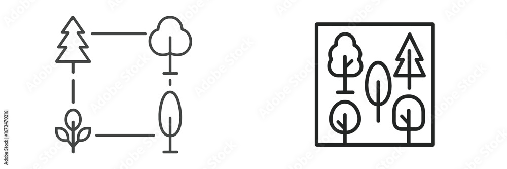 Poster tree types and growth patterns in a seamless vector illustration