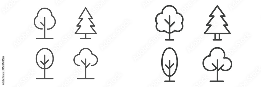 Poster collection of vector tree illustrations for design projects