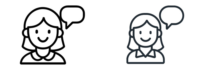 Fototapeta premium Vector illustration of two smiling women with speech bubbles