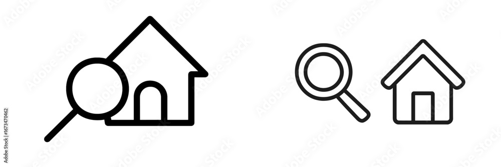 Poster vector illustration of house search icons designed for web usage