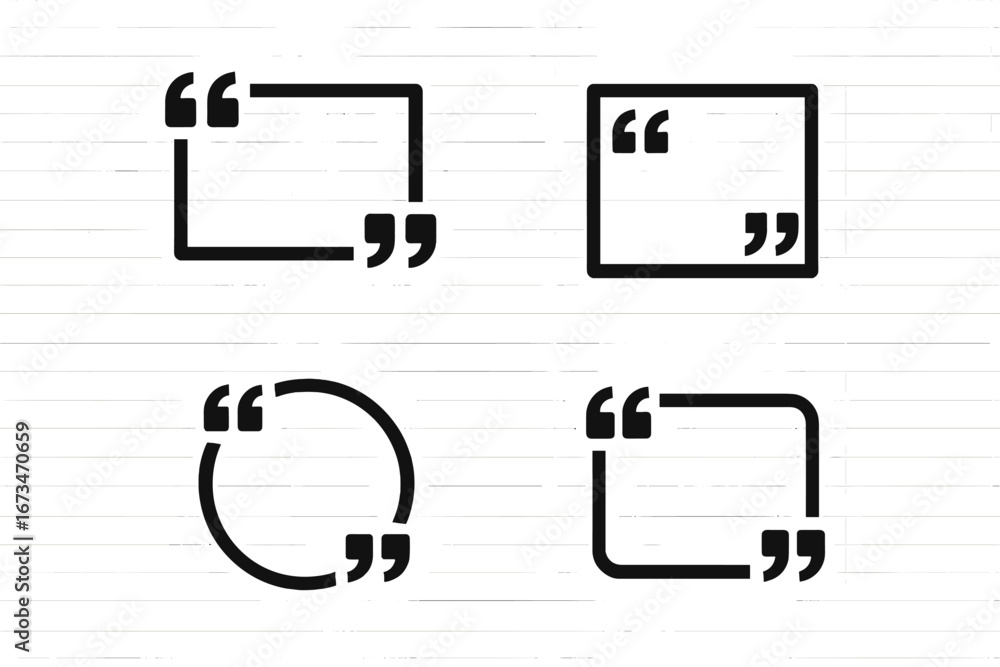 Poster unique vector illustrations of quotation marks in various styles