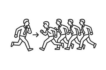 Business team chase illustration showing motivation and teamwork