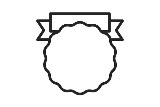 Vector illustration of a blank award badge with ribbons