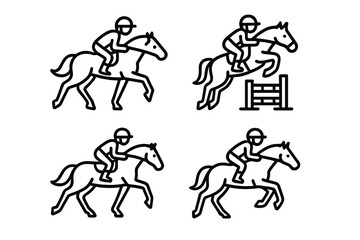 Fototapeta premium Vector-style horse riding: jump and canter activities