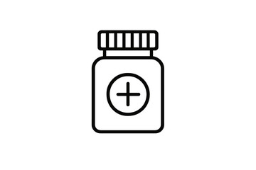 Obraz premium Illustrative vector design of a medicine bottle with a plus sign
