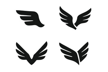 Fototapeta premium Various wing designs in black vector illustration for modern graphics