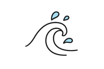 Waves crashing along the shoreline in a minimalist vector style