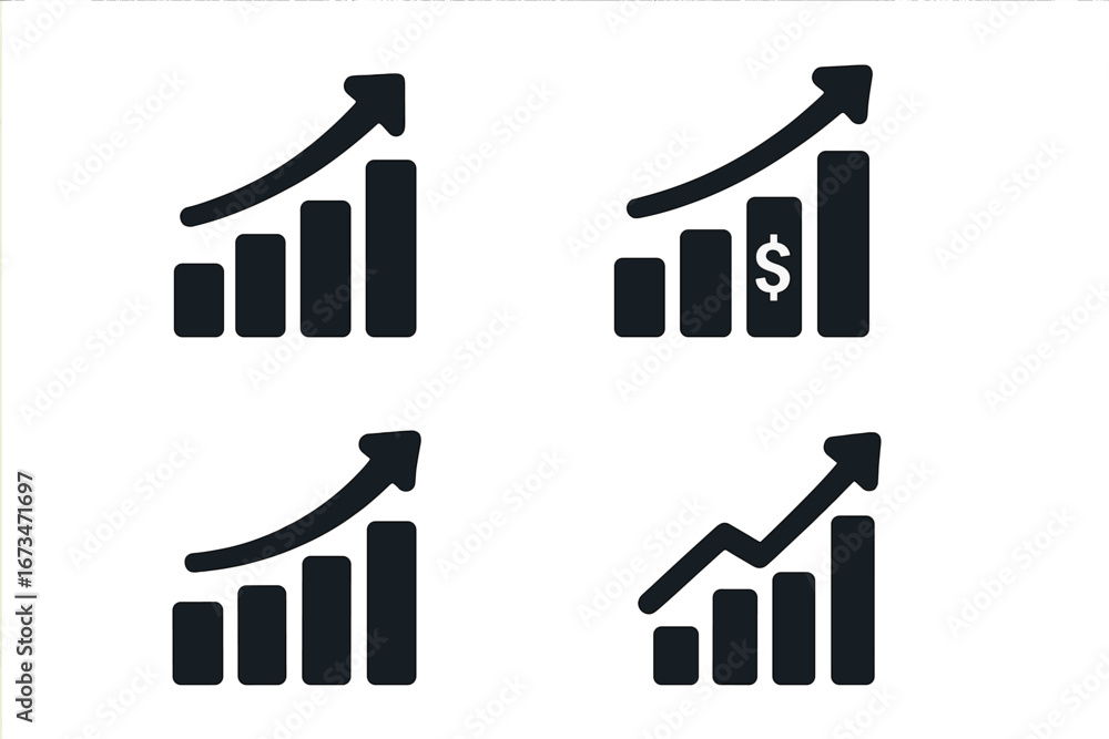 Aufkleber growth metrics represented through vector icons in a modern style