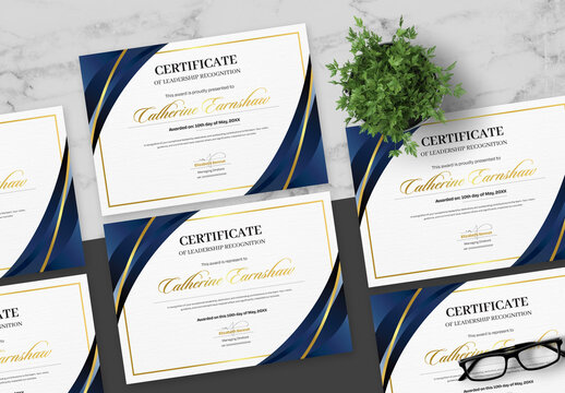 Gradient Gold And Blue Leadership Certificate