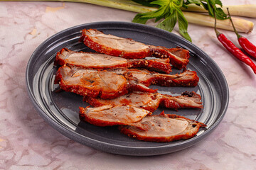 Roasted gourmet duck fillet slices