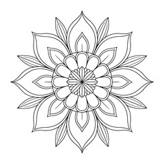 Intricate Floral Mandala Design for Coloring Books Meditation and Creative Projects Detailed Line Art Illustration of a Geometric Flower Pattern