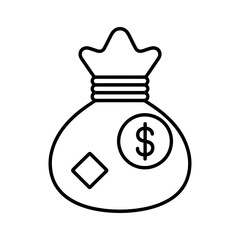Obraz premium Illustration of a Money Bag with Dollar Sign Symbolizing Wealth and Financial Security in Business and Investment with Line Art